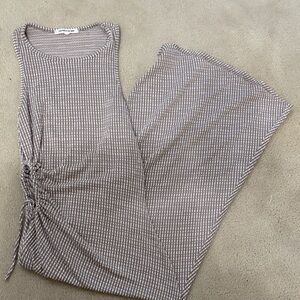 Caution To The Wind Taupe and White Maxi Dress